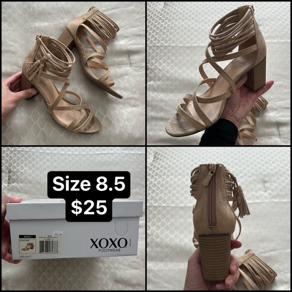 Low heeled ankle wrap sandals
